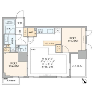 2LDK {building type} in Tsukiji - Chuo-ku Floorplan