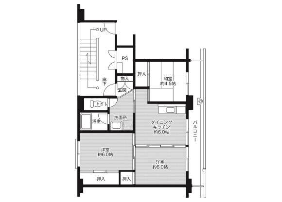 3DK Apartment to Rent in Chikuma-shi Floorplan