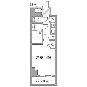 1K Mansion in Ginza - Chuo-ku Floorplan