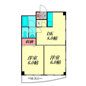 2DK Mansion in Nishikojiya - Ota-ku Floorplan