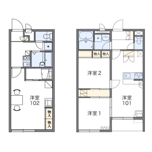 2DK Apartment in Kawagecho ueno - Tsu-shi Floorplan