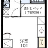 成田市出租中的1K公寓 楼层布局