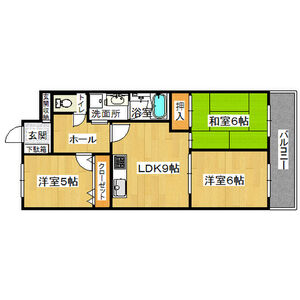 3LDK Mansion in Morokuchi - Osaka-shi Tsurumi-ku Floorplan