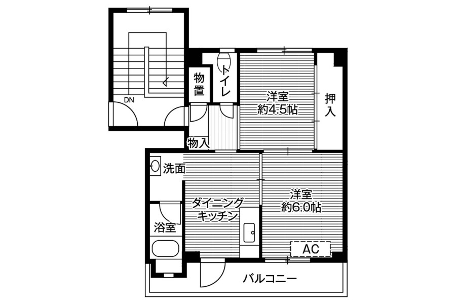 2DK Apartment to Rent in Kuji-shi Floorplan
