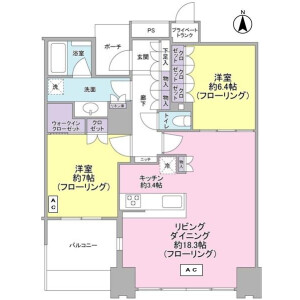 2LDK Mansion in Konan - Minato-ku Floorplan