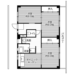 3DK Mansion in Shimokuzawa - Sagamihara-shi Chuo-ku Floorplan