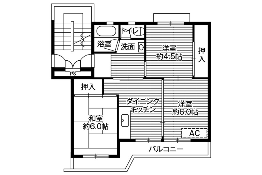 3DK Apartment to Rent in Yamagata-shi Floorplan
