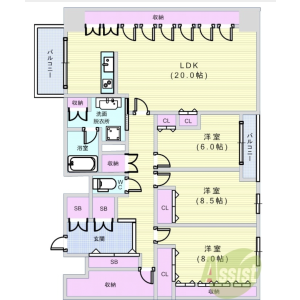 3SLDK Mansion in Shimmachi - Osaka-shi Nishi-ku Floorplan