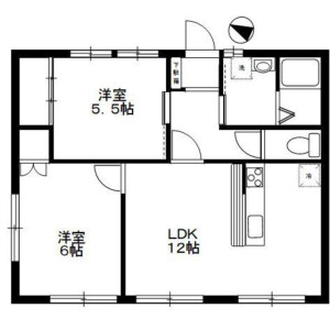 2LDK 아파트 in Kaminoge - Setagaya-ku Floorplan