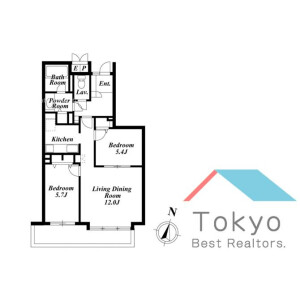 2LDK Mansion in Shinogawamachi - Shinjuku-ku Floorplan