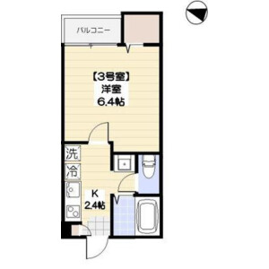 1K 아파트 in Senju tatsutacho - Adachi-ku Floorplan