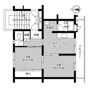 德島市応神町吉成-2DK公寓大廈 房屋格局