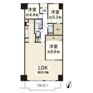 3LDK Mansion in Mihogaoka - Ibaraki-shi Floorplan