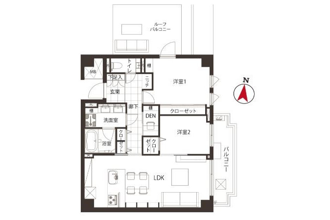 2LDK Apartment to Buy in Shibuya-ku Floorplan