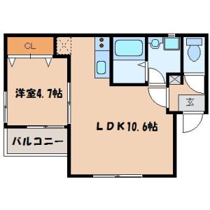 1LDK Mansion in Kashii - Fukuoka-shi Higashi-ku Floorplan