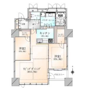 2LDK Mansion in Utsubohommachi - Osaka-shi Nishi-ku Floorplan