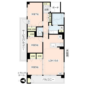 3LDK Mansion in Takamatsu - Nerima-ku Floorplan