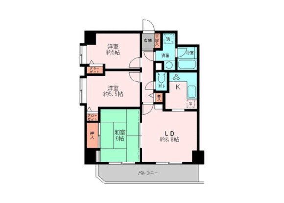 3LDK Apartment to Rent in Yokohama-shi Naka-ku Floorplan