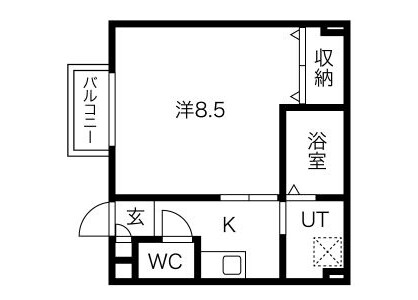 1K Apartment to Rent in Nishinomiya-shi Floorplan
