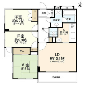 3LDK Mansion in Haramachi - Shinjuku-ku Floorplan