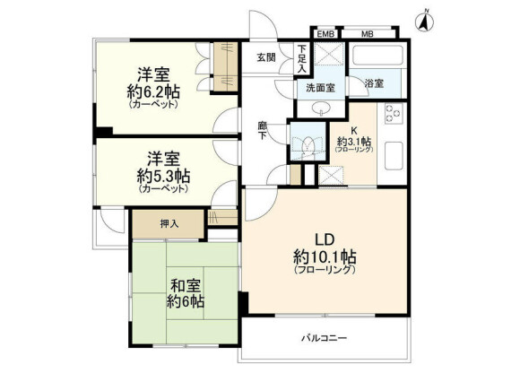 3LDK 맨션 to Rent in Shinjuku-ku Floorplan