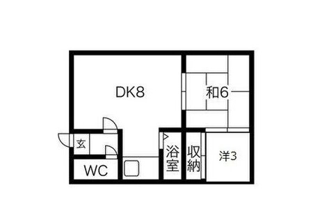 2DK Apartment to Rent in Sapporo-shi Shiroishi-ku Floorplan