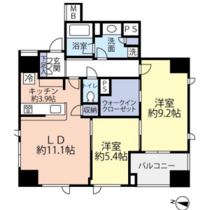 2LDK Mansion in Sendagaya - Shibuya-ku Floorplan