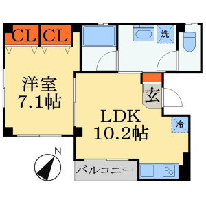 1LDK Mansion in Nobuto - Chiba-shi Chuo-ku Floorplan
