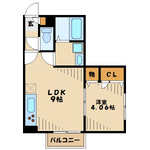 1LDK Apartment in Aihara - Sagamihara-shi Midori-ku Floorplan