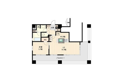 1LDK Apartment to Rent in Chuo-ku Floorplan