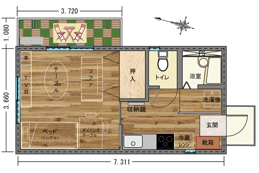 1K Apartment to Buy in Fukuoka-shi Higashi-ku Floorplan