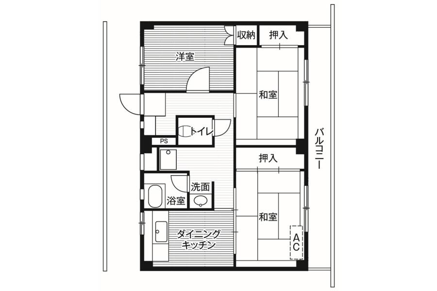 横须贺市出租中的3DK公寓大厦 房屋布局