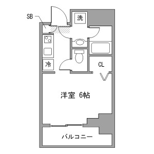 1K Mansion in Akebonocho - Tachikawa-shi Floorplan