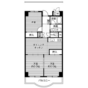3DK Mansion in Kaigan(3-chome) - Minato-ku Floorplan