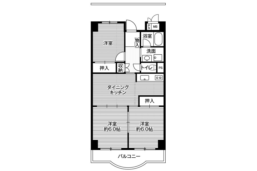 3DK Apartment to Rent in Minato-ku Floorplan