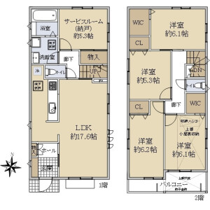 4SLDK {building type} in Mitsukyo - Yokohama-shi Seya-ku Floorplan