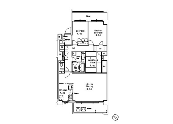 3LDK Apartment to Rent in Meguro-ku Floorplan