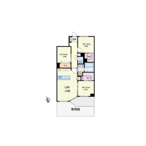 3LDK Mansion in Nishiochiai - Shinjuku-ku Floorplan