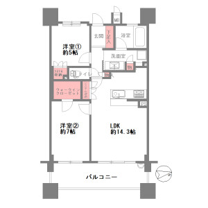 2LDK {building type} in Chuo - Osaka-shi Joto-ku Floorplan