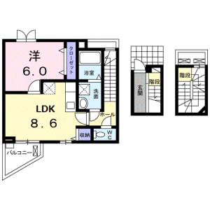 1LDK Apartment in Kamitakada - Nakano-ku Floorplan