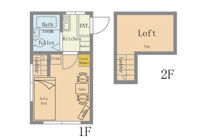 1K Serviced Apartment to Rent in Funabashi-shi Floorplan