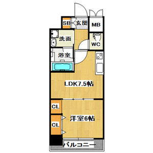 1LDK Mansion in Minamisemba - Osaka-shi Chuo-ku Floorplan