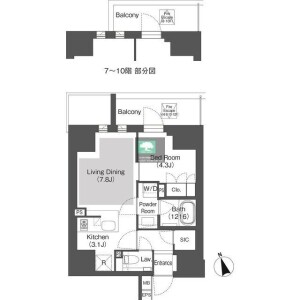 1LDK Mansion in Iidabashi - Chiyoda-ku Floorplan