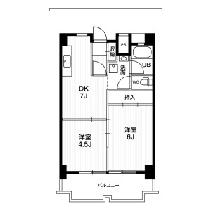 2DK Mansion in Okoshi - Ichinomiya-shi Floorplan