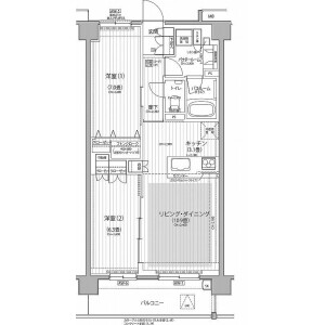 2LDK Mansion in Higashicho - Koganei-shi Floorplan