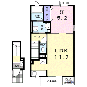 1LDK Apartment in Higashimizumoto - Katsushika-ku Floorplan