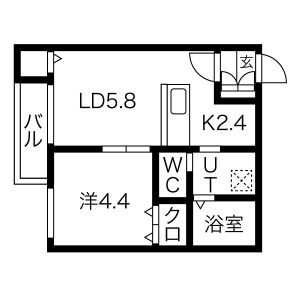 1LDK Mansion in Minami24-jonishi - Sapporo-shi Chuo-ku Floorplan