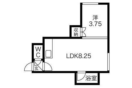 1LDK Apartment to Rent in Sapporo-shi Higashi-ku Floorplan