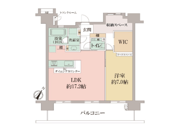 1LDK Apartment to Buy in Osaka-shi Yodogawa-ku Floorplan
