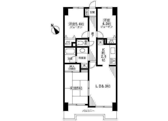 3LDK Apartment to Rent in Ichikawa-shi Floorplan